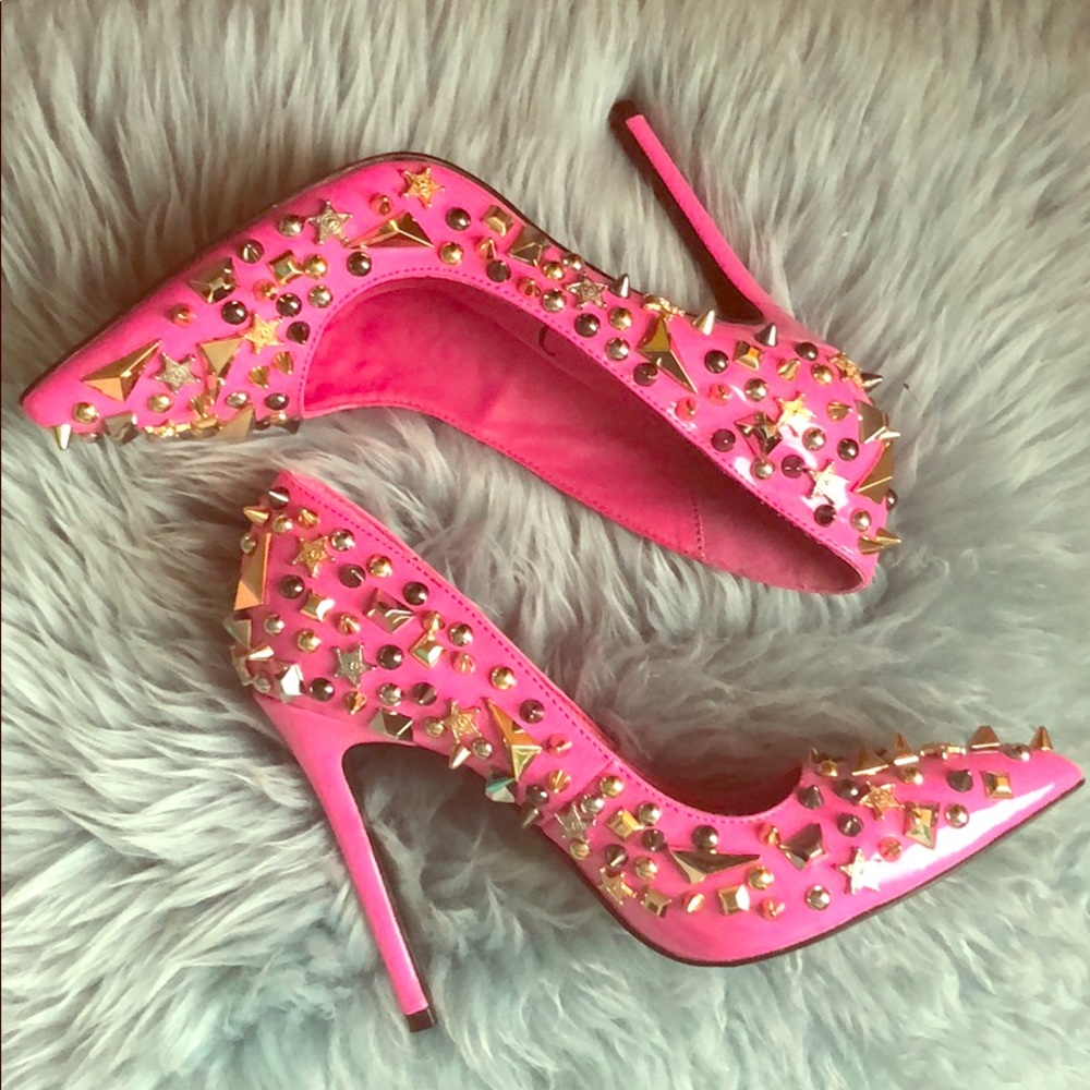 Hot Pink Studded Pumps